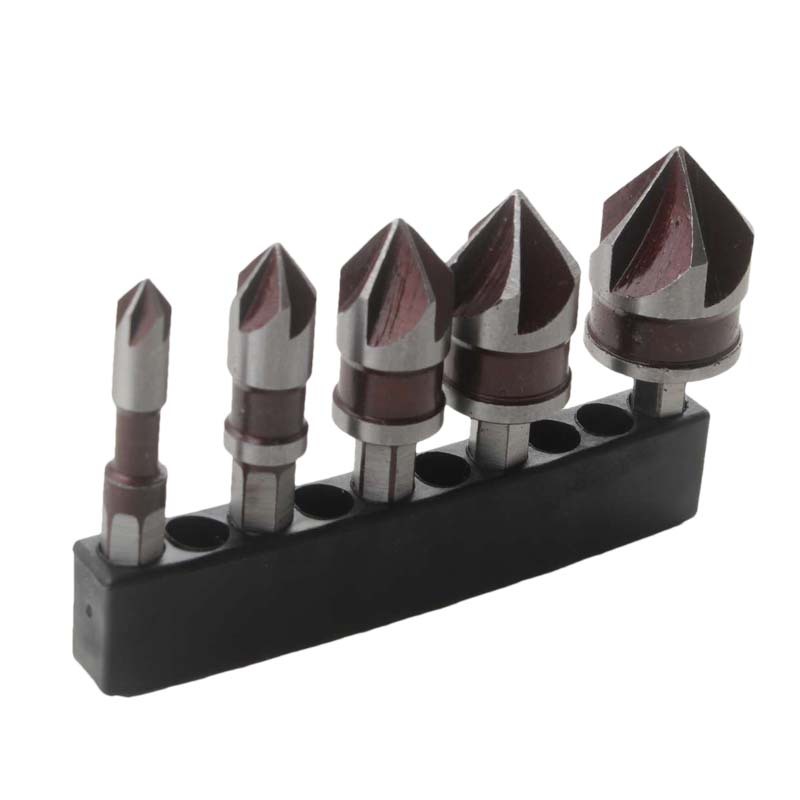 5pcs红色六角柄五刃倒角器5