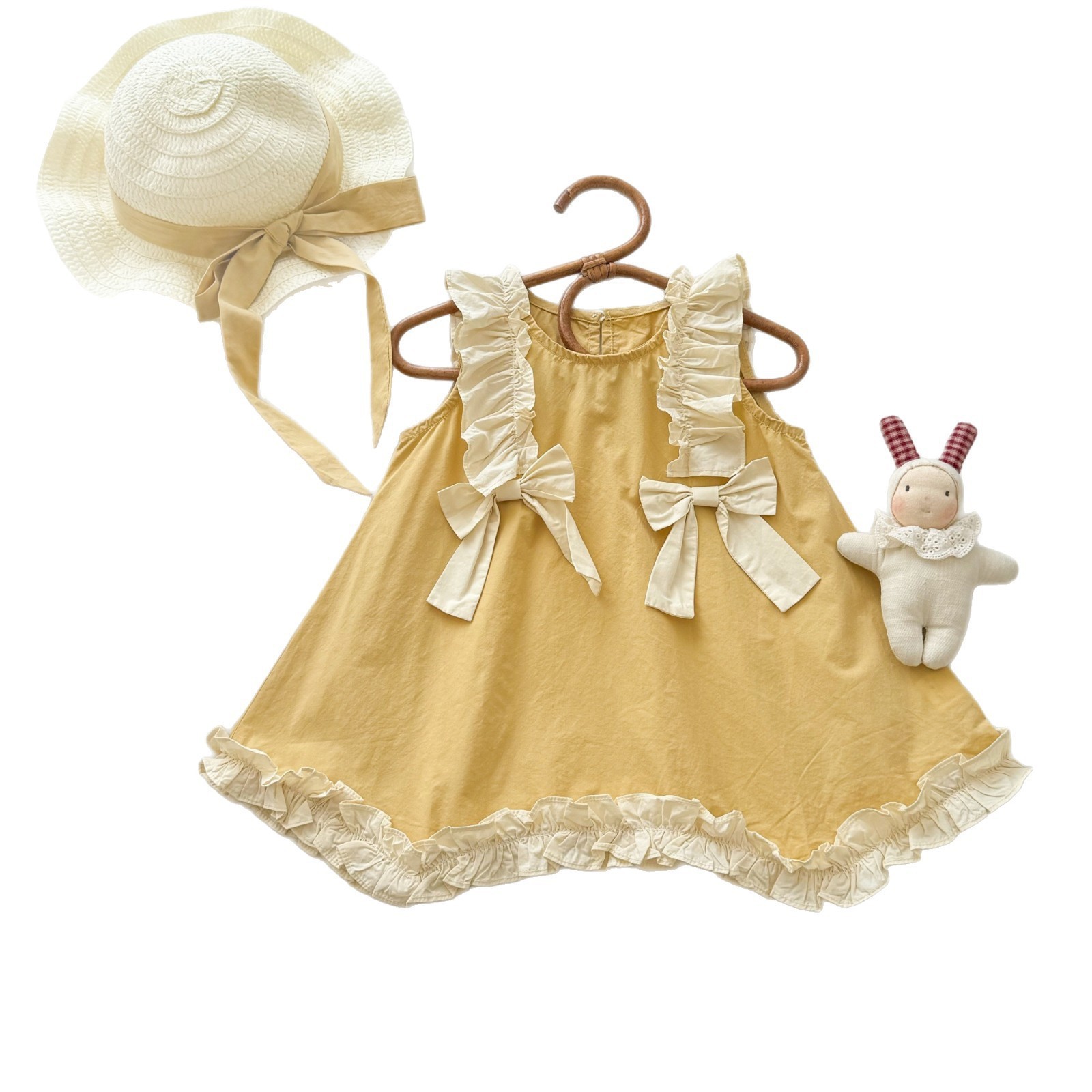 Vestido de siete niñas con limón salado 2025 nuevo estilo falda para niños vestido de princesa de algodón de estilo occidental para bebés falda de encaje de verano