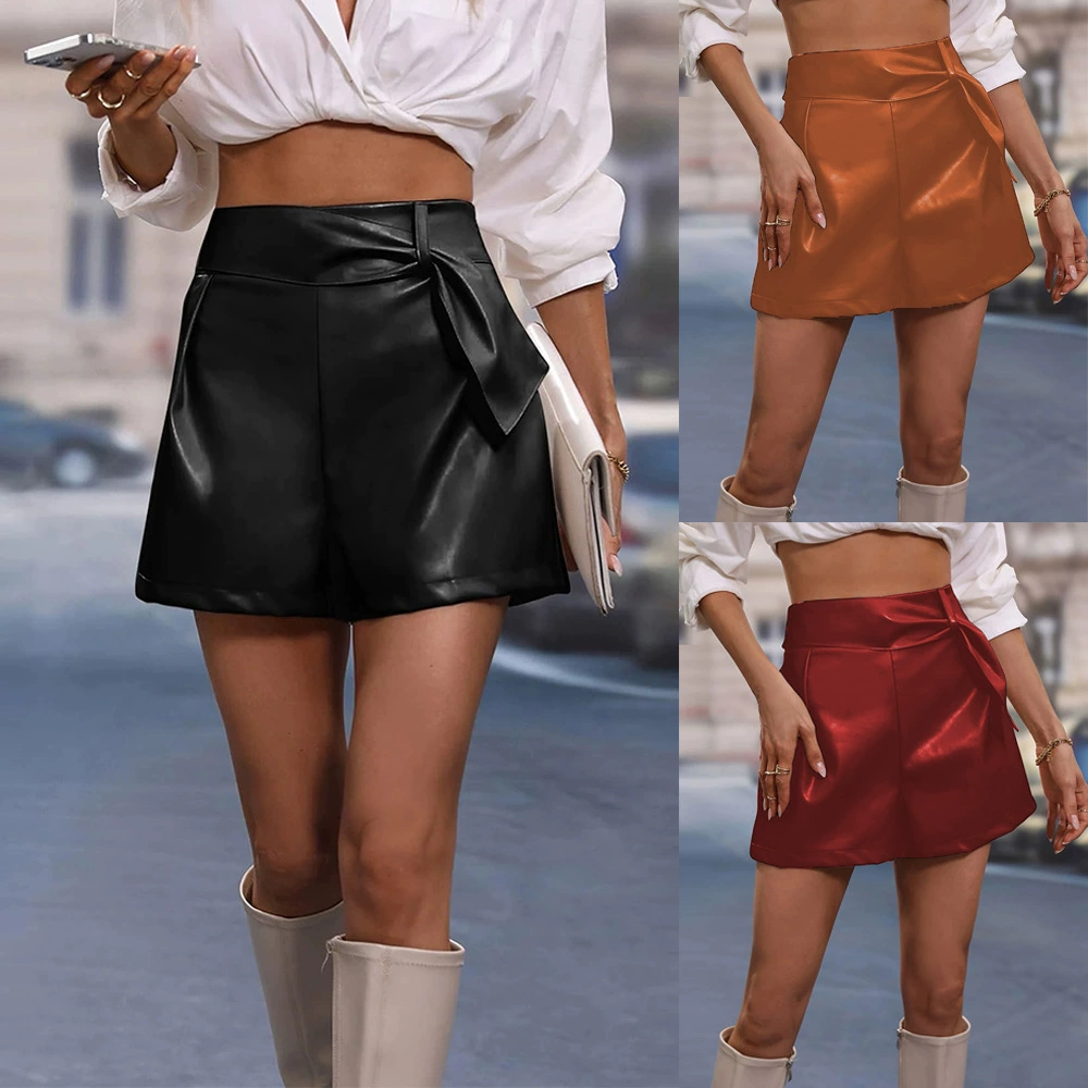 Трансграничные PU шорты женские европейские и американские повседневные шорты женские молнии модели Amazon независимые станции горячие продажи DK10