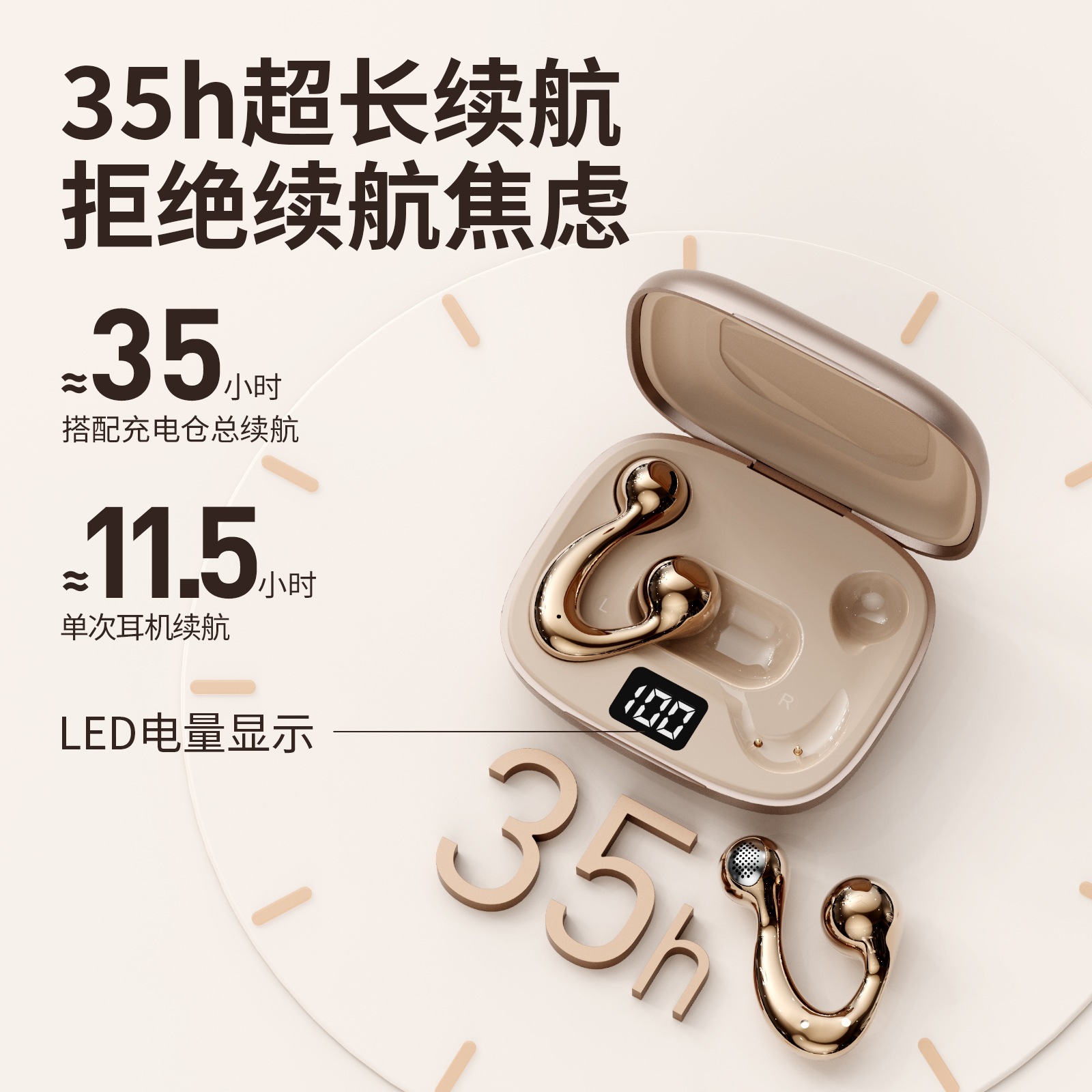 跨境热卖6.0耳夹式话务直播精致超长续航无线降噪运动蓝牙耳机 - 3