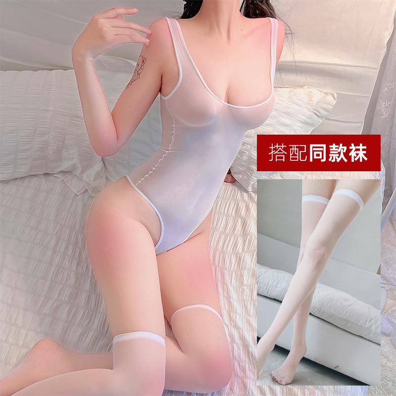 섹시한 점프수트 화이트 + 매칭 양말
