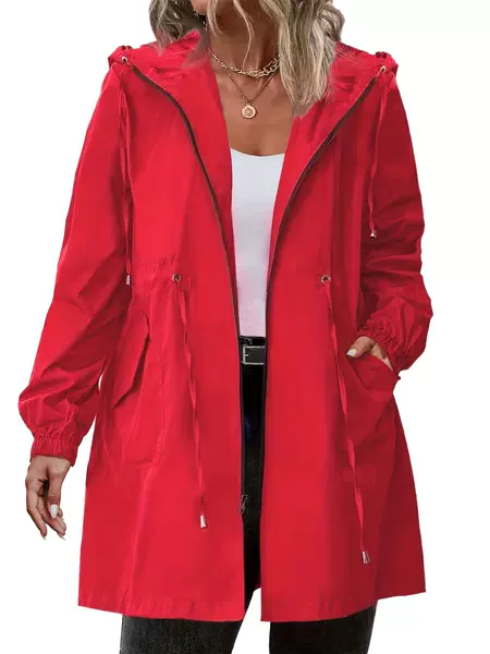 Plus Size Women's Outdoor Sportswear Jacket Lightweight Hooded Waist Jacket