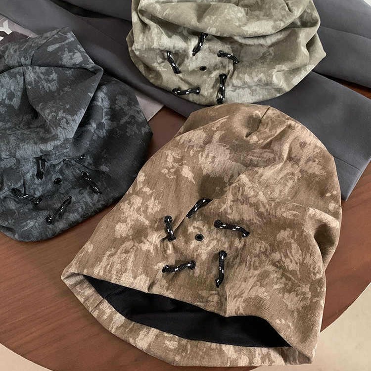 美式复古废土风堆堆帽秋冬季帽子女款大头围显脸小冷帽百搭包头帽|undefined