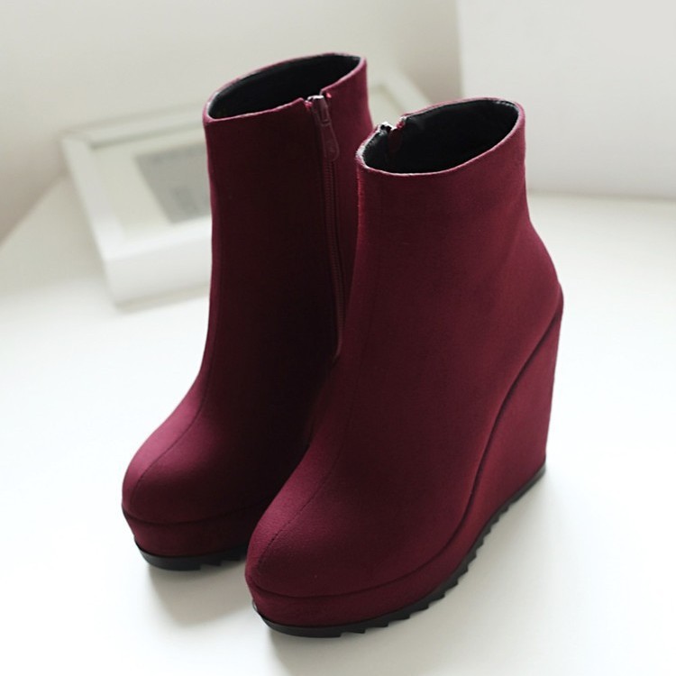 demi-season ethnic low boots wedge heel with chunky sole