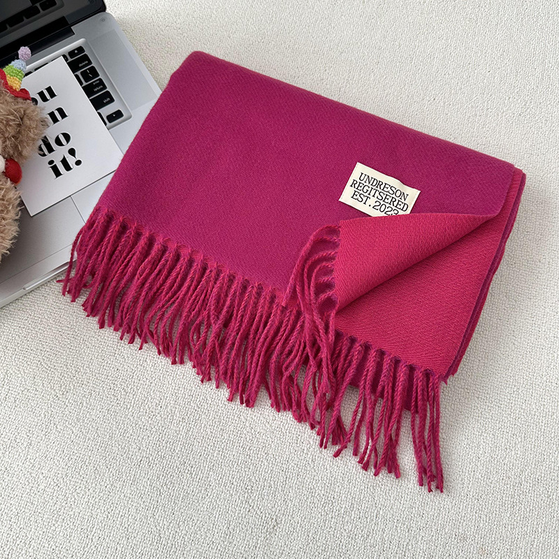 Otoño y invierno bufandas mujeres de imitación de cashmere de color sólido de alto nivel de sensación multifuncional engrosado alargado calentamiento bordas buñuelo al por mayor