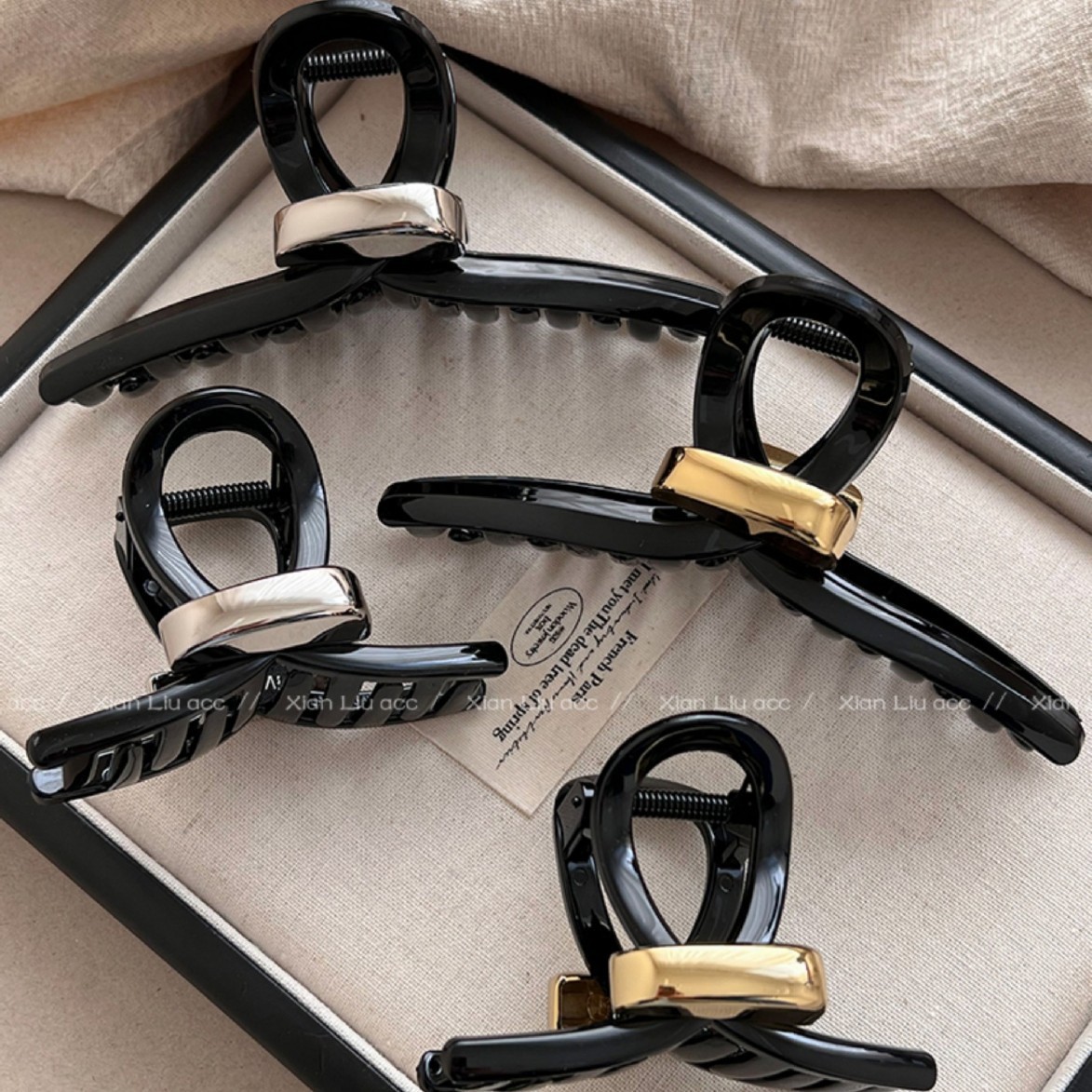 2025新款高级感后脑勺发夹气质鲨鱼夹子盘发器金属标黑色大号抓夹