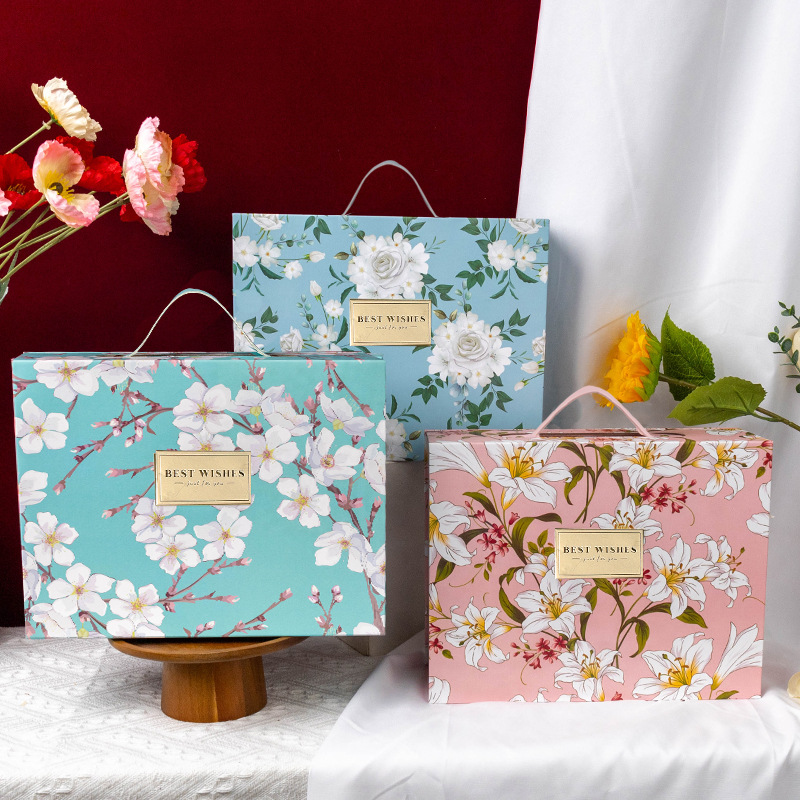 Caja de Regalo de Alta Gama 2025, Caja de Regalo Portátil, Caja de Embalaje con Tapa Abatible para Dulces de Boda, Caja de Regalo de Cumpleaños al por Mayor