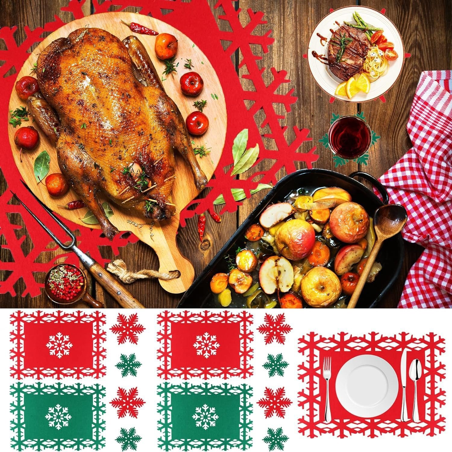 Christmas Placemat And Coaster Set For Dining Table Decor_voghion.com