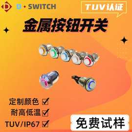 供应D-SWITCH德崧防水型12mm自锁带灯金属按钮开关