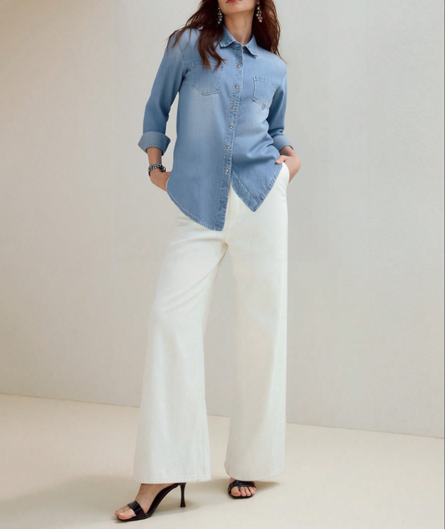 Giacca in denim classica da donna – Camicia casual con bottoni e colletto polo_voghion.com