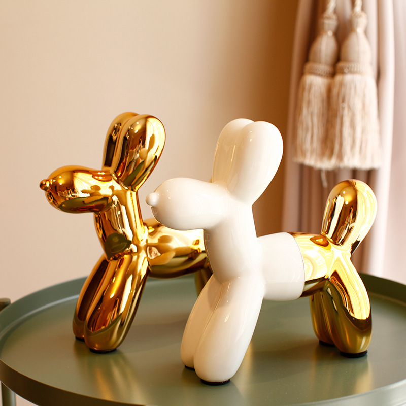 Cross-border ins Nordic-style gold-plated ceramic piggy bank balloon dog creative living room room decorations