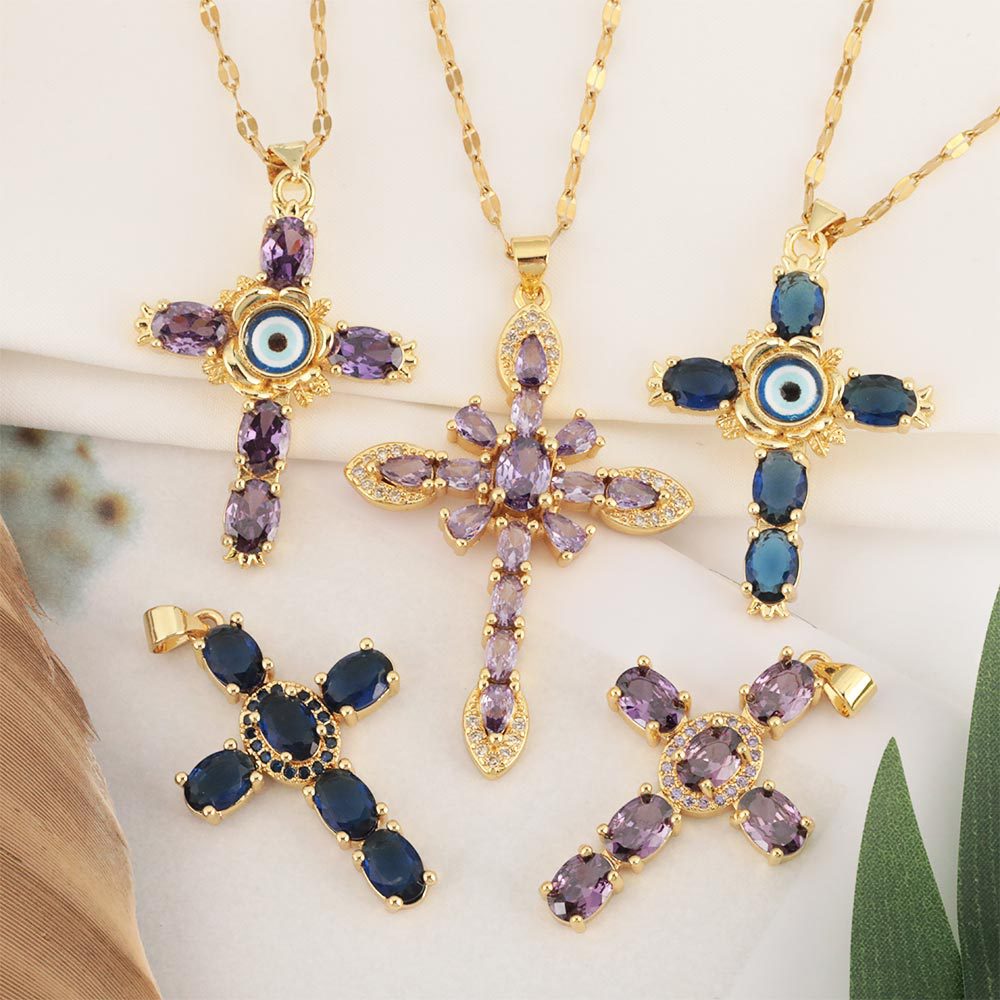 10g Weight Copper Pendant Material Cross Lips Colorful Copper Elegant Copper Charms Pendant Necklace