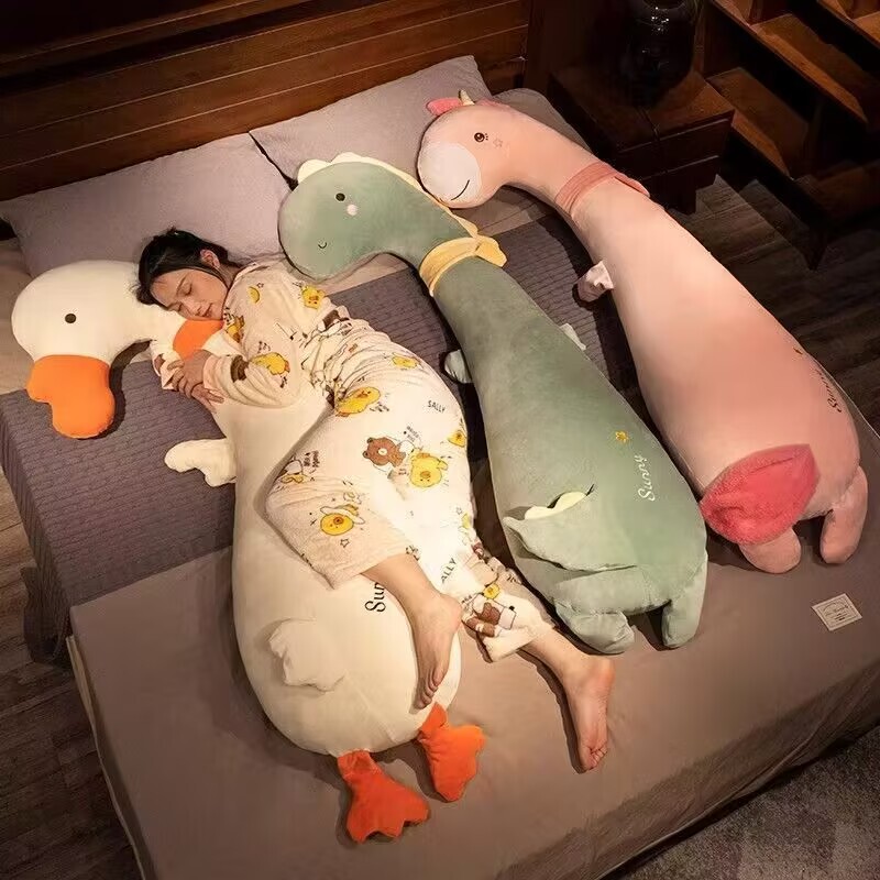 Extra-Large Long Pillow, Cute Dinosaur, Big White Goose Plush Toy, Sleeping Leg-Hugging Unicorn Doll Cushion for Home Extra-Large Long Pillow, Cute Dinosaur, Big White Goose Plush Toy, Sleeping Leg-Hugging Unicorn Doll Cushion for Home