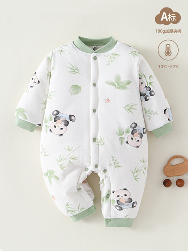 Winter baby one-piece clothes peg cotton three-layer warm and thickened newborn clothes Class A pure cotton baby clothes climbing clothes