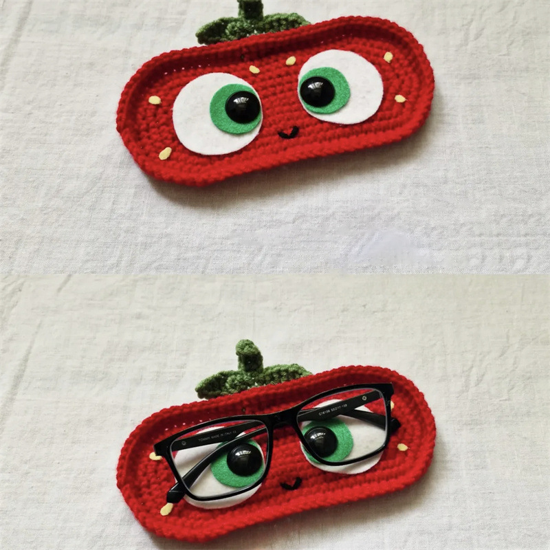 Amazon Foreign Trade Cross-Border Handmade Crochet Animal Series Glasses Storage Box Wool Crochet Holiday Gift Finished Product