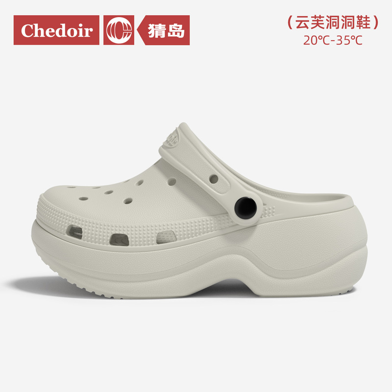 Thick-soled women's new spring-summer simple cloud-style perforated shoes, customizable with shoe charms, suitable for home and outdoor wear, breathable, height-increasing, and lightweight Thick-soled women's new spring-summer simple cloud-style perforated shoes, customizable with shoe charms, suitable for home and outdoor wear, breathable, height-increasing, and lightweight