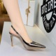 312-9 European and American style banquet, empty high heels for women, shallow mouth, sexy slim high heels, back strap, pointed temperament, single shoes