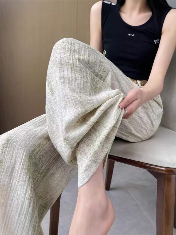 2025 新しいストレートレッグパンツ女性のための春と夏のハイウエスト薄いスタイル怠惰なカジュアルナローワイドレッグパンツ女性のための|undefined