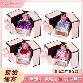 小熊永生花礼盒双开门玫瑰花首饰盒项链盒跨境母亲节礼物节日饰品