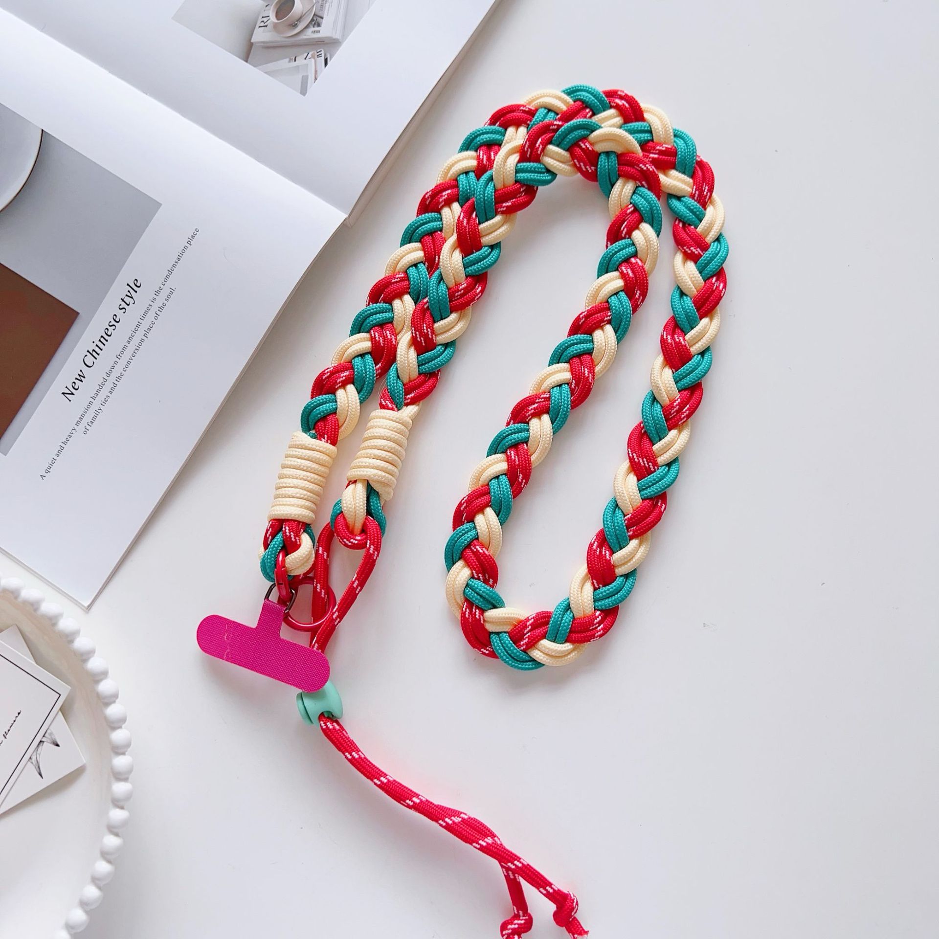 Color trenzado 6 hebras ajustable cuello de teléfono móvil cuello de cuello