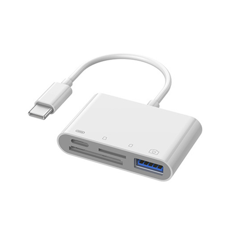 Aplicable al lector de tarjetas de Apple, teléfono móvil, tableta, memoria, tarjeta TF, cámara, lector de tarjetas de alta velocidad, cable adaptador de otg todo en uno