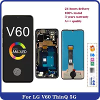 Совместим для LG V60 ThinQ 5G экран LCD для мобильного телефона, внутренний и внешний экран с рамкой, сборка дисплея LCD