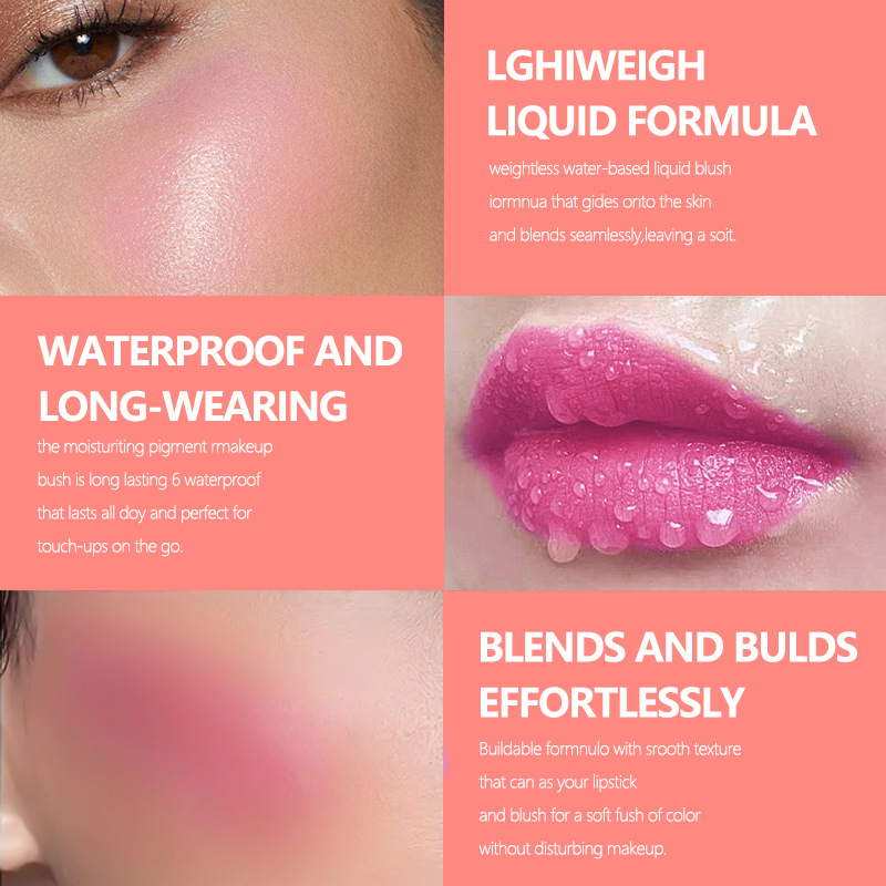 Rubor líquido mate que cambia de temperatura Aireado, ligero, transparente, desarrolla el color, de larga duración, quemado por el sol, baja saturación, alto brillo_voghion.com