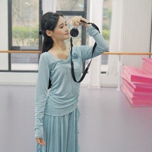 舞蹈服练功服女教师新款修身网纱斜v领古典舞身韵形体服装套装