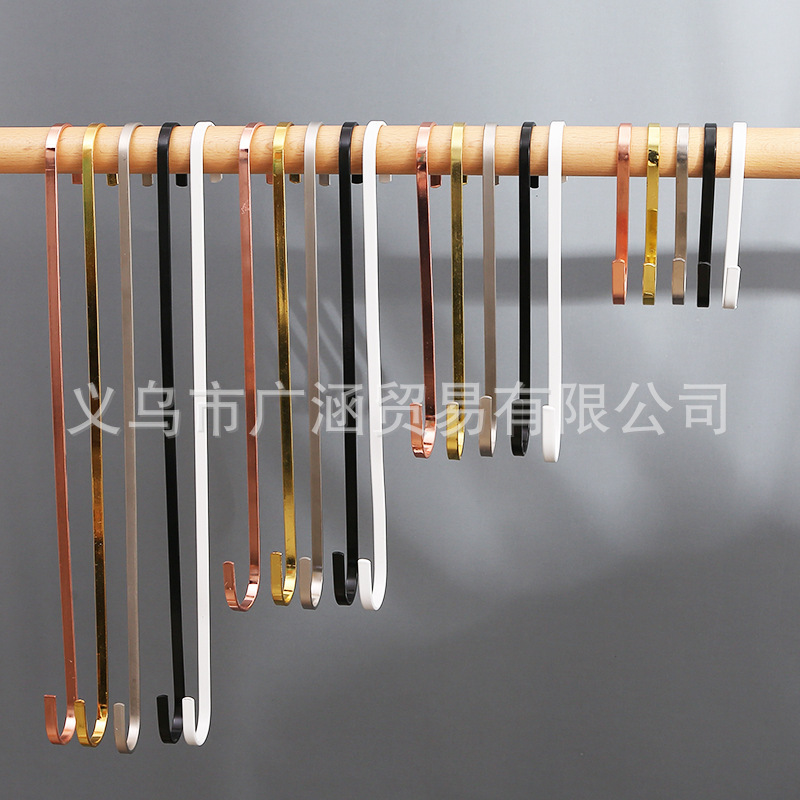 Clothing store flower gardening kitchen electroplating lengthened stainless steel multifunctional flat S hook metal S hook manufacturers wholesale Clothing store flower gardening kitchen electroplating lengthened stainless steel multifunctional flat S hook metal S hook manufacturers wholesale