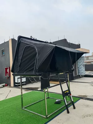 Aluminum Alloy automatic triangle roof tent quick-opening camping tent self-driving travel essential rainproof car tent (Avtomobil dam çadırları) - dark-gray-double