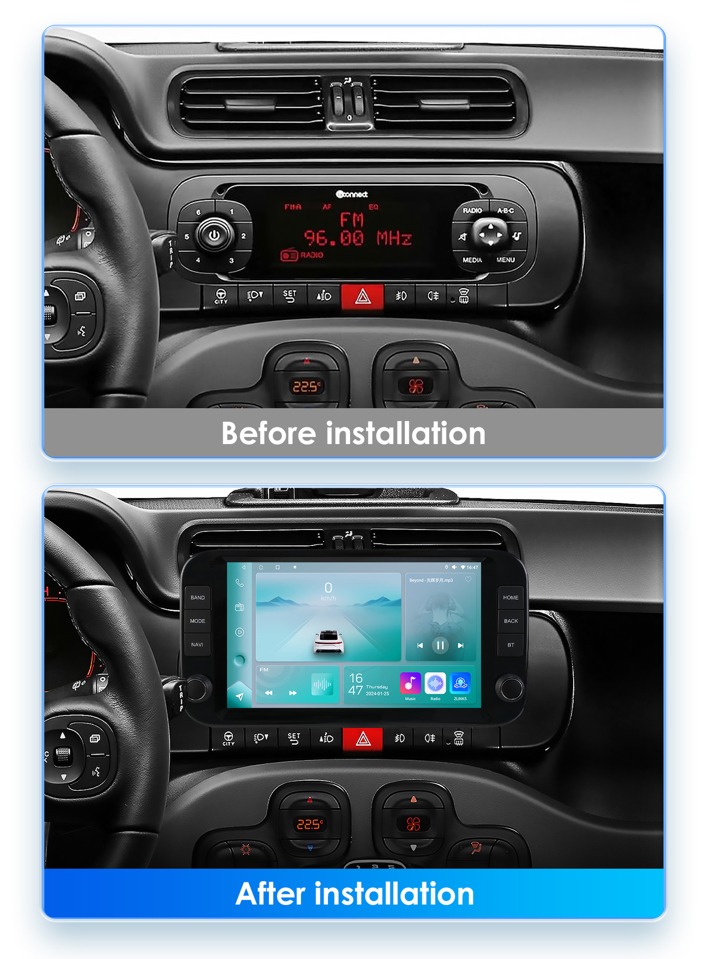 9inch Suitable for 2013-2024 Fiat Panda Android Large-Screen Gps Car Navigation and Central Control All-In-One Device