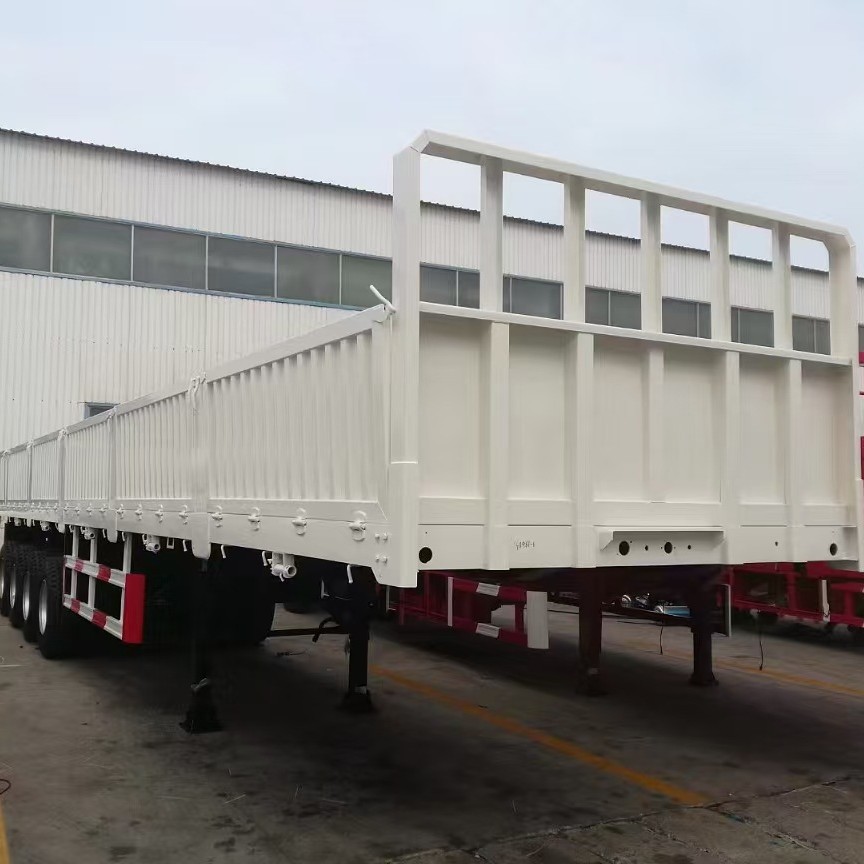 Foreign trade 13m heavy-duty flatbed trailer, 4-axle semi-trailer, heavy-duty transport semi-trailer, trailer