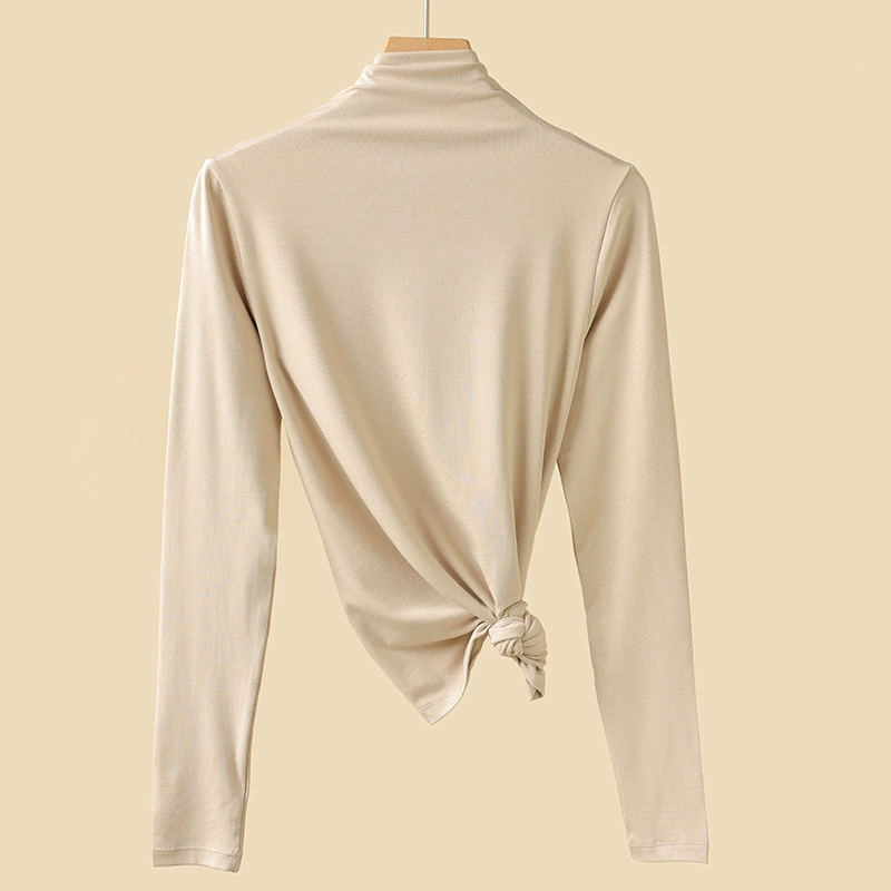 Fitted Thin Turtleneck Top, Long Sleeve, Autumn Lightweight, High Collar