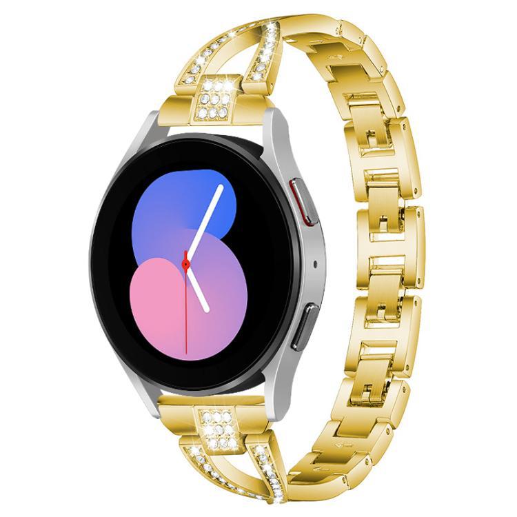 Para el Samsung Galaxy Watch8 / 8 Clásico una sola fila de correa de metal de acero inoxidable con diamantes