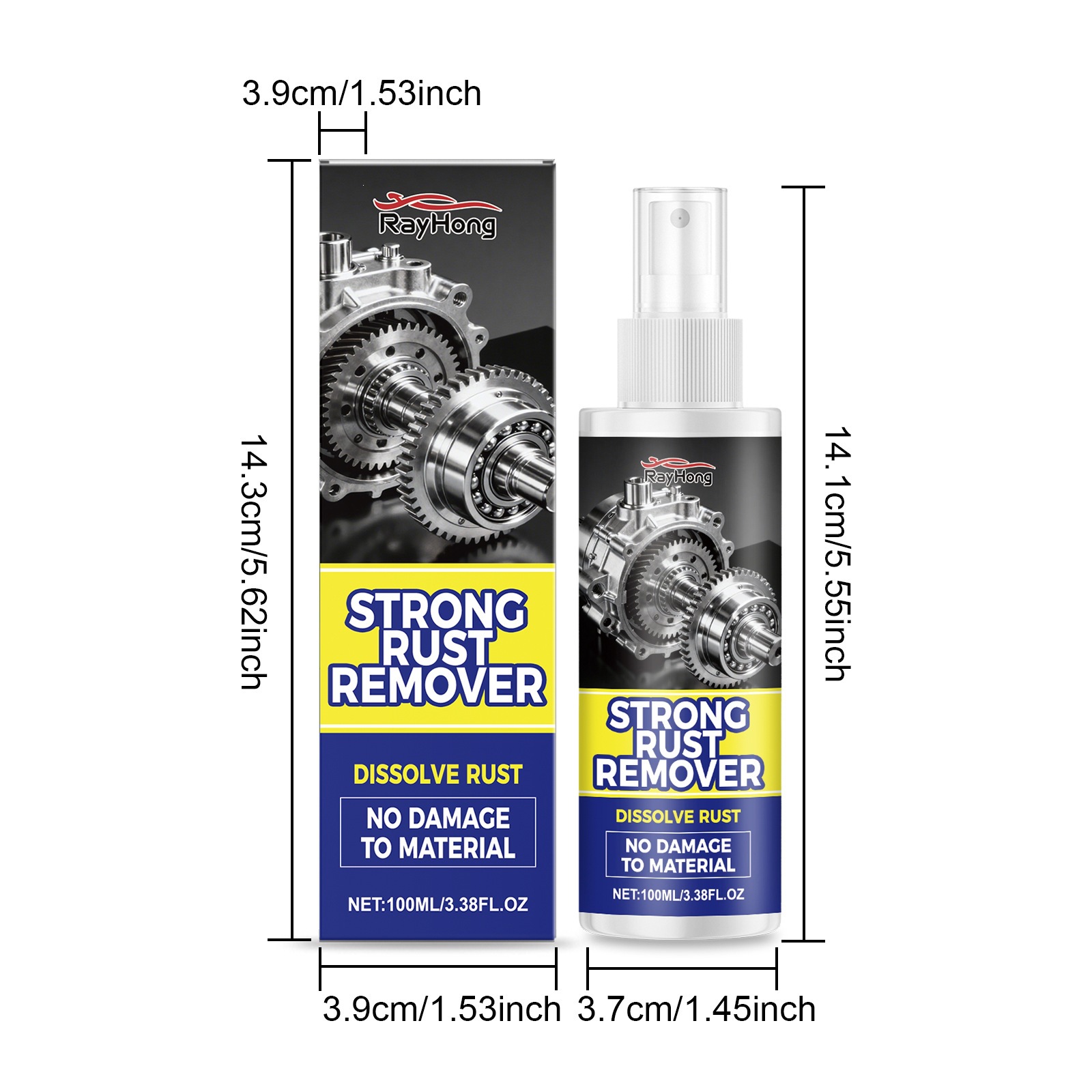 Rayhong Rust Remover Car and Household Hardware Cleaning, Decontamination, Maintenance, Renovation, Lubrication, Daily Care Spray