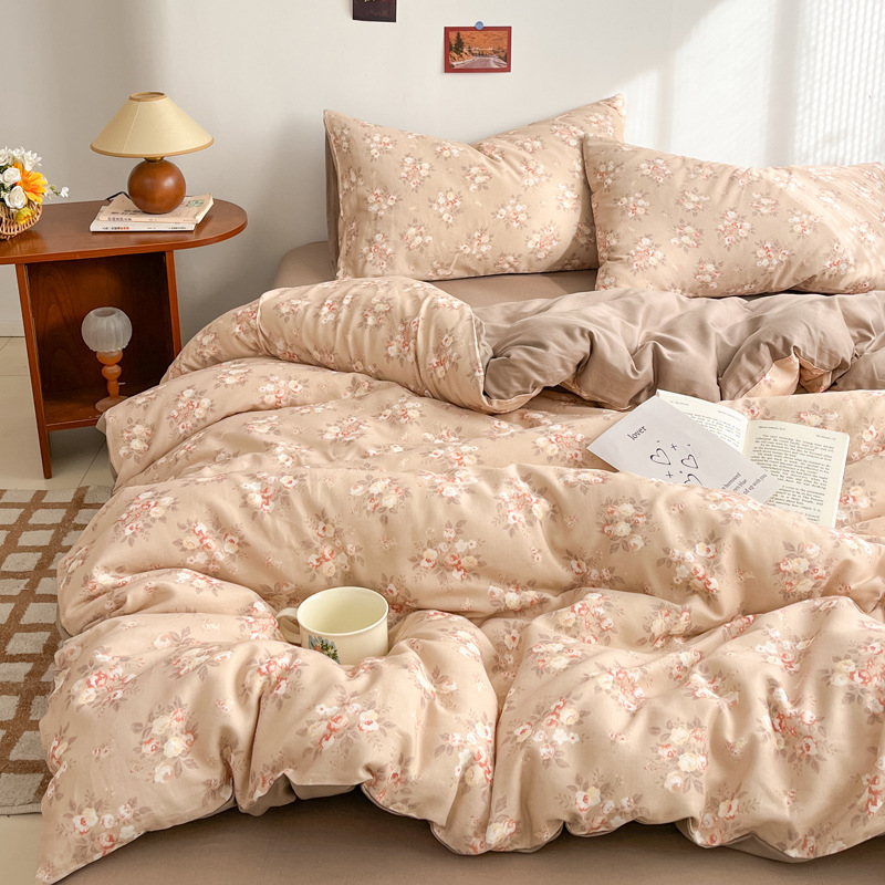 Todo el algodón otoño invierno doble hilo espesado cuatro piezas Xinjiang colcha de algodón de lana larga una cama de algodón puro cuatro piezas