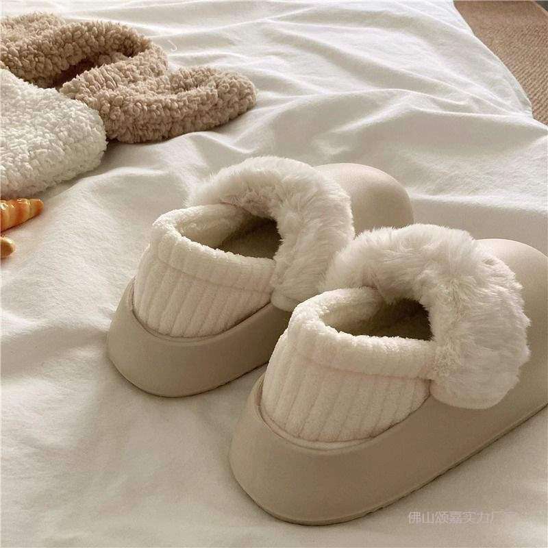 Detachable Cotton Slippers for Women, Waterproof Cotton Shoes for Women, Winter Thick-Soled Warm Outer Wear, Plush Velvet Confinement Cotton Shoes