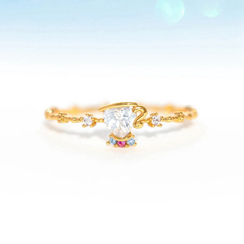 8g Weight Zircon Inlay Material Open Rings, Rings Classification 1 Piece Quantity Holiday, Travel, Selfie Occasion Copper Material Cartoon Character, Colorful Pattern Women's Gender Inlay Design Casual, Simple Style Style Cartoon Character Colorful Copper Casual Simple Style Open Rings Rings 7