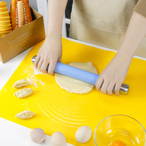 Food grade silicone band with scale kneading mat baking placemat and dough mat stainless steel silicone rolling pin home set