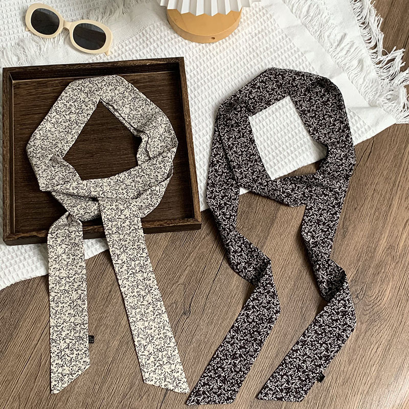 Pañuelo de seda, tira larga, sentido de alta gama, sentido de la atmósfera coreana, bufanda estrecha, bufanda, diadema, cinta, bolsa, cinta