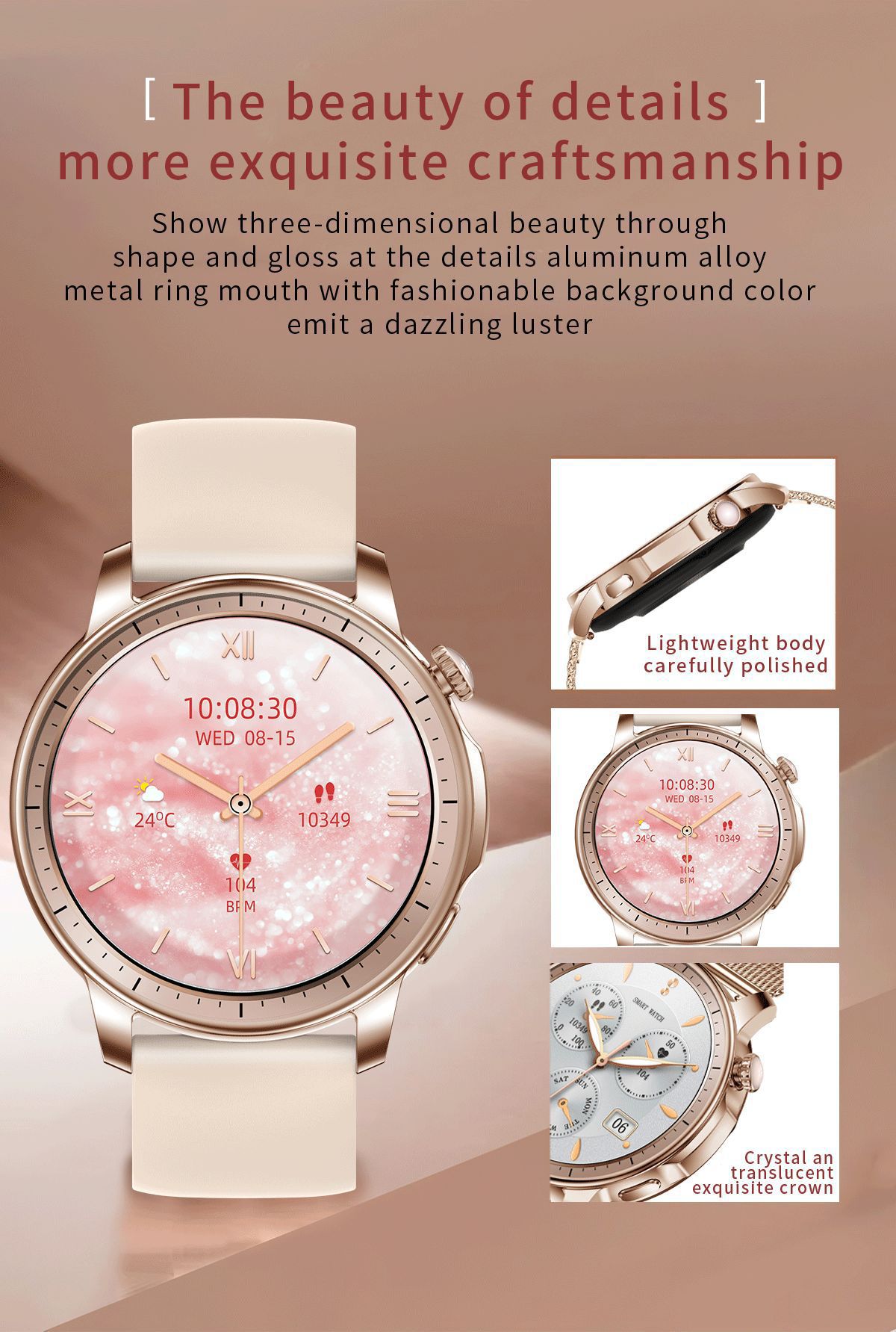 New V65 smartwatch, AMOLED screen, waterproof, smart reminder, Bluetooth, sports watch, ladies' bracelet Specification drawing