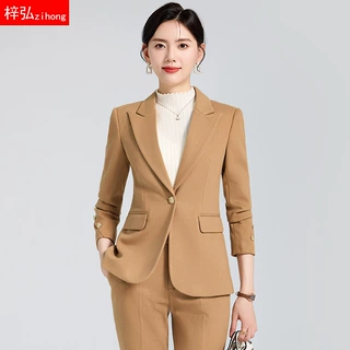 卡其色西装套装女高级感气质女神范职业正装西服外套管理层工作服