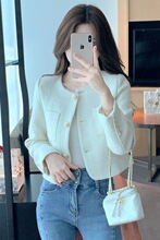 小香风短款外套女2025春秋新款小个子粗花呢高档纯色高级感上衣