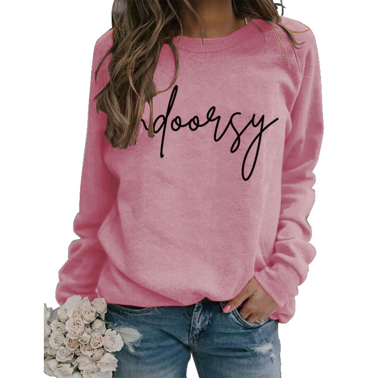 Indoorsy en stock Jersey cuello redondo europeo y americano Top manga larga impresa suelta simple suéter transfronterizo Comercio exterior al por mayor