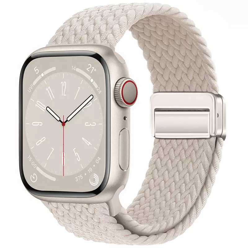 Магнитная застежка, ремешок для Apple Watch/iWatch (подходит для Apple Watch Series 9/10), летний нейлоновый плетёный ремешок