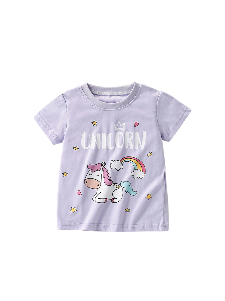 Malwee niñas de manga corta de verano nuevo estilo europeo y americano de niños de media edad camiseta de cuello redondo casual camiseta de niña pequeña camiseta