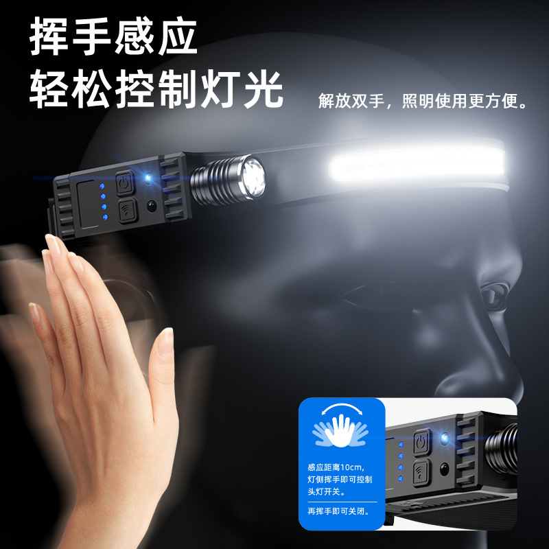 Handout inductor COB luz de viaje al aire libre USB recargable luz de carrera nocturna luz de reflexión luz de silicona luz de cabeza