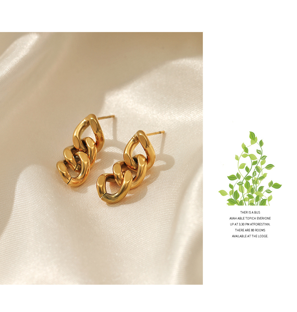 Gold Plated Plating Material Earrings, Ear Studs Classification 304 Stainless Steel Stainless Steel Earrings