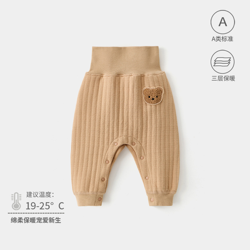 Baby Pants High-Waisted Tummy-Protecting Pants Spring and Autumn Pure Cotton Class a Open-Crotch Snap-Button Style for Boys and Girls, Easy to Open and Close Baby Pants High-Waisted Tummy-Protecting Pants Spring and Autumn Pure Cotton Class a Open-Crotch Snap-Button Style for Boys and Girls, Easy to Open and Close