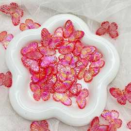 直播货源饰品 亚克力极光单色仿真幻彩蝴蝶配件diy手机壳奶油滴胶